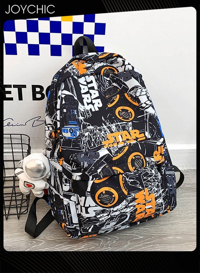 Joychic حقيبة ظهر مدرسية مقاومة للماء من قماش الجرافيتي، حقيبة كرتونية كبيرة السعة للطلاب، حقيبة مدرسية للفتيات والفتيان المراهقين - Image 4