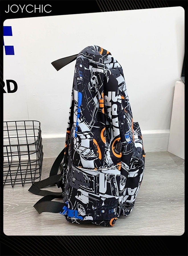 Joychic حقيبة ظهر مدرسية مقاومة للماء من قماش الجرافيتي، حقيبة كرتونية كبيرة السعة للطلاب، حقيبة مدرسية للفتيات والفتيان المراهقين - Image 5