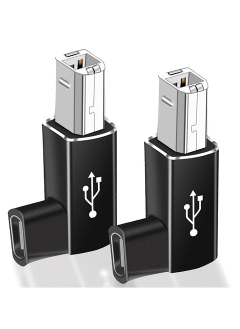 SANMUGEED 2 عبوة 90 درجة USB B إلى محول USB C، محول من أنثى C إلى MIDI من النوع C متوافق مع الطابعة والبيانو الكهربائي وأجهزة الكمبيوتر المحمول والمزيد من الأجهزة من النوع C