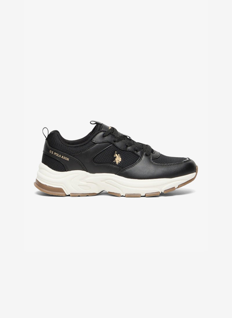 U.S. Polo Assn. Women's Low-Top Black Casual Sneakers - Lightweight, Stylish Lace-Up Design Shoes with Comfort Cushioned Sole for Everyday Wear - Image 1