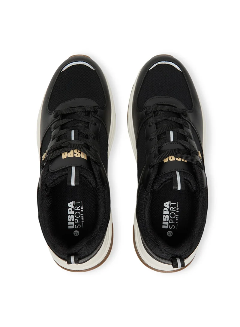 U.S. Polo Assn. Black Women's Low-Top Black Casual Sneakers - Lightweight, Stylish Lace-Up Design Shoes with Comfort Cushioned Sole for Everyday Wear for Women | Best Price UAE