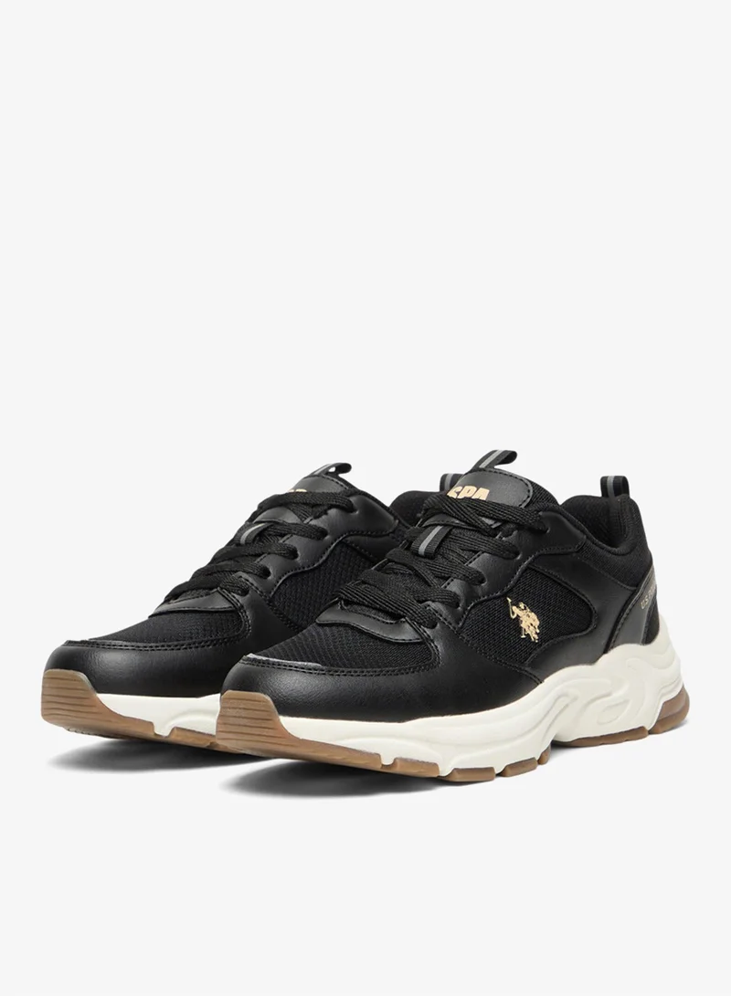 U.S. Polo Assn. Black Women's Low-Top Black Casual Sneakers - Lightweight, Stylish Lace-Up Design Shoes with Comfort Cushioned Sole for Everyday Wear for Women | Best Price UAE