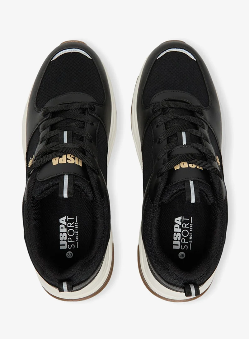 U.S. Polo Assn. Black Women's Low-Top Black Casual Sneakers - Lightweight, Stylish Lace-Up Design Shoes with Comfort Cushioned Sole for Everyday Wear for Women | Best Price UAE