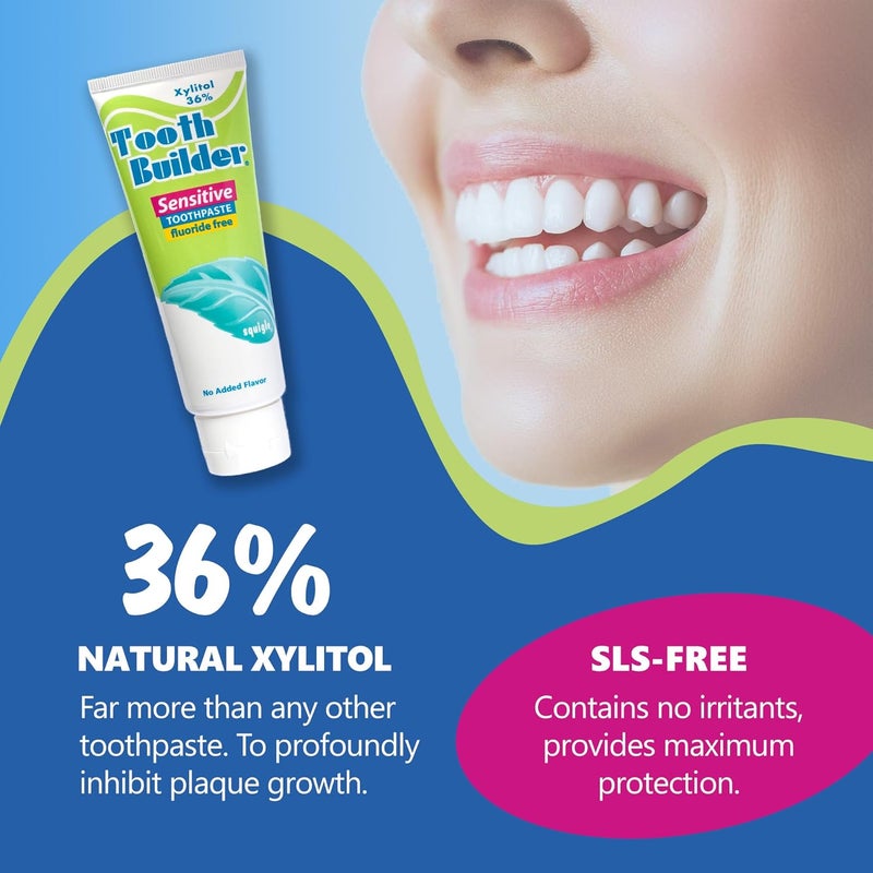 Squigle Tooth Builder Sensitive Toothpaste 36 Natural Xylitol SLS Free Fluoride Free Prevents Mouth Ulcer Canker Sore Bad Breath Perioral Dermatitis Chapped Lips Dry Mouth 2 Pack - Image 2