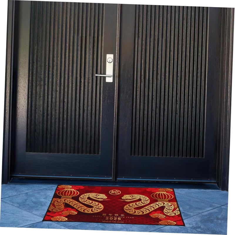 التوصيل متاح ويغطي المناطق النائية والبعيدة سجادة MAGICLULU لعام الأفعى غير قابلة للانزلاق، سجادة زخرفية للعام الصيني للمدخل وغرفة النوم والحمام، ديكور منزلي احتفالي مواد خفيفة مطورة - Image 2