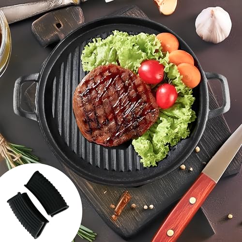 UMAI Cast Iron Grill Pan (30 cm) with Two Side Handles | Silicone Sleeve | Gas and Induction Compatible Kitchen | Tikka/Kebab/Skewer/Barbeque/Sandwich Maker | Tandoor Grill Pan - Image 1