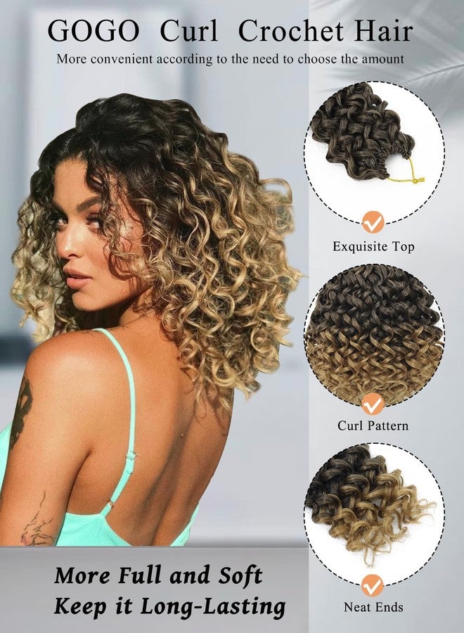Gowit Gogo Curl Crochet Hair 8 Inch 6 Packs Short Curly Crochet Hair for Black Women Ombre Blonde Deep Ocean Wave Crochet Hair Synthetic Crochet Braids (8inch,T27) - Image 3