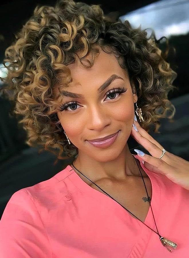 Gowit Gogo Curl Crochet Hair 8 Inch 6 Packs Short Curly Crochet Hair for Black Women Ombre Blonde Deep Ocean Wave Crochet Hair Synthetic Crochet Braids (8inch,T27) - Image 1