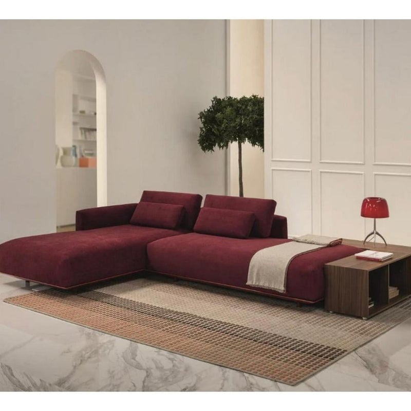 Betak Thai MDF and velvet corner sofa - red - Image 1
