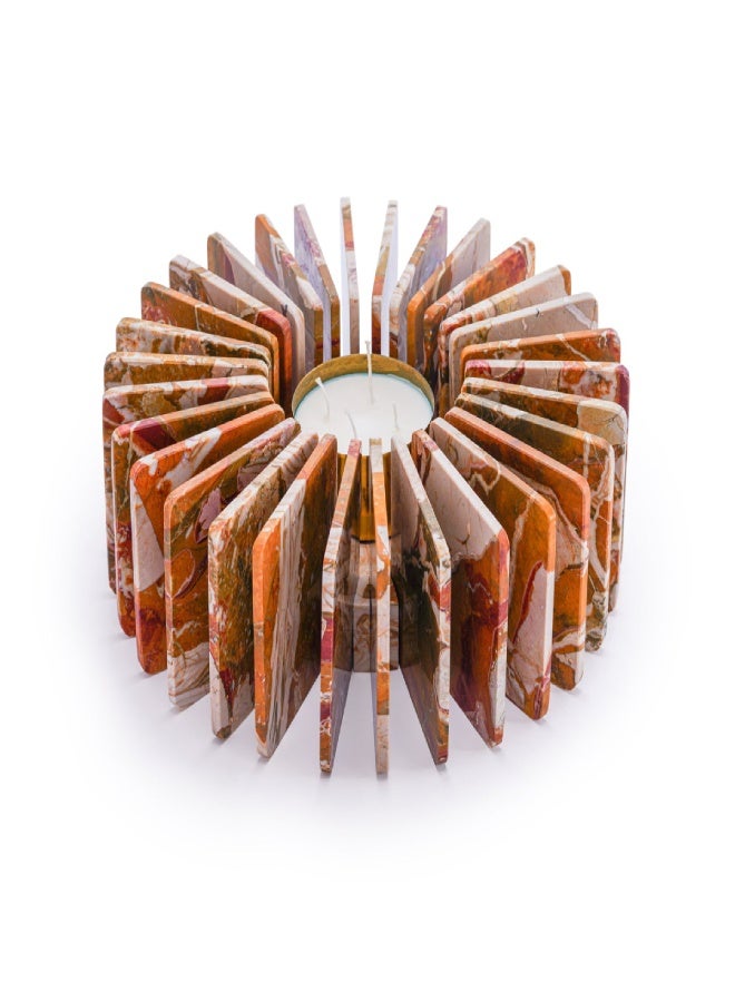 Layers Ochna (Diaspora Di Sicilia) Large Natural Marble Multi-Purpose Holder – Gold Incense Burner or Candle Holder - Image 2