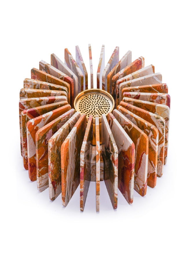 Layers Ochna (Diaspora Di Sicilia) Large Natural Marble Multi-Purpose Holder – Gold Incense Burner or Candle Holder - Image 1