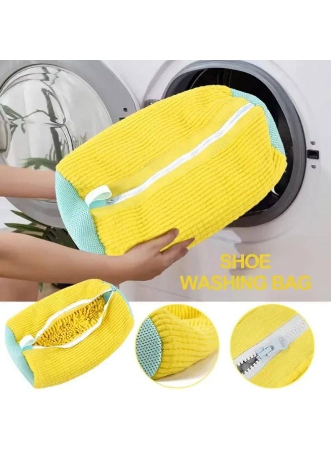 The smart shoe washing cover allows water and detergent to pass through while protecting shoes from friction inside the washing machine. - Image 1