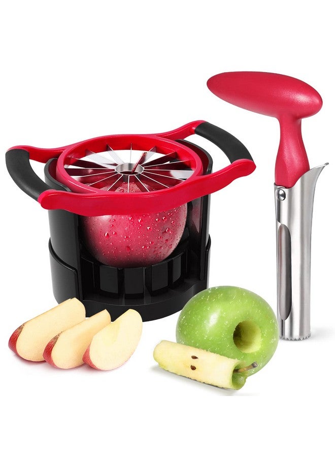 Newness Apple Cutter Slicer, [Upgraded] Cut Apples All The Way Through, [Large Size] 16 Slices HEAVY DUTY Apple and Pear Corer Divider with Base, Stainless Steel Kitchen Tools Fruits Peeler, Wedger… - Image 1