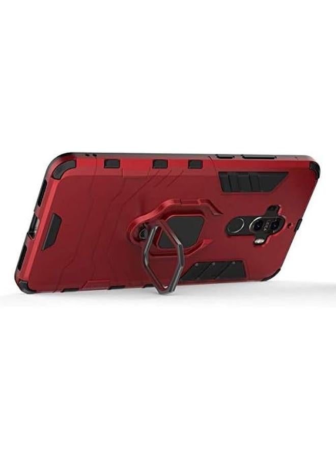 erorex Compatible With Huawei Mate 9 Case Metal Ring Grip Kickstand Shockproof Hard Bumper Works With Magnetic Car Mount Dual Layer Rugged Cover For Huawei Mate9 Red - Image 2