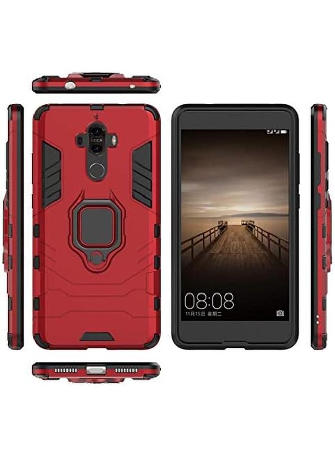 erorex Compatible With Huawei Mate 9 Case Metal Ring Grip Kickstand Shockproof Hard Bumper Works With Magnetic Car Mount Dual Layer Rugged Cover For Huawei Mate9 Red - Image 4