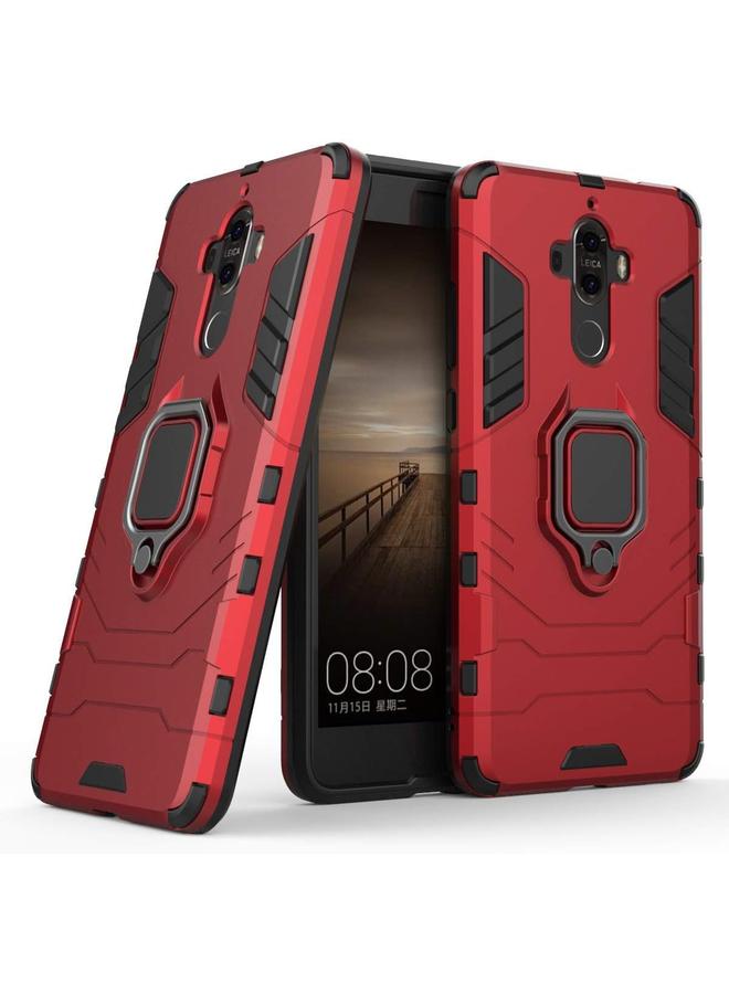 erorex Compatible With Huawei Mate 9 Case Metal Ring Grip Kickstand Shockproof Hard Bumper Works With Magnetic Car Mount Dual Layer Rugged Cover For Huawei Mate9 Red - Image 1
