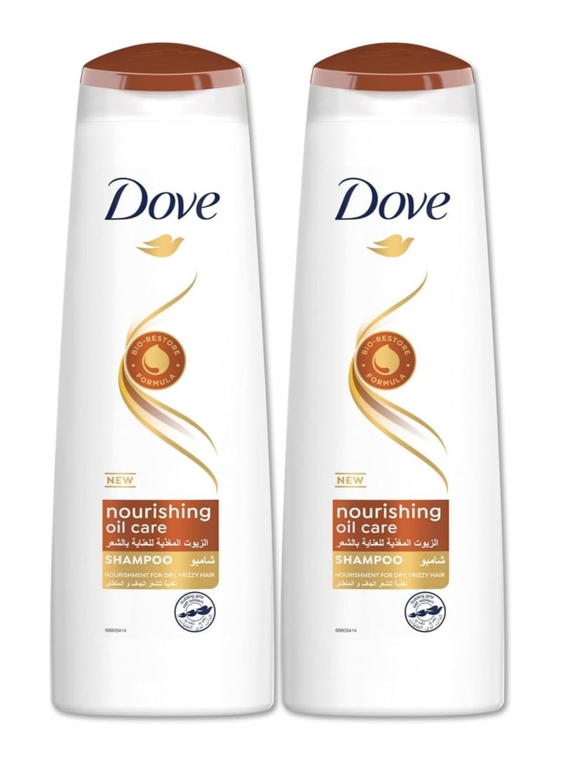 Dove Shampoo for frizzy and Dry Hair, Nourishing Oil Care, for up to 100 percent Smoother Hair, 2 x 400ml