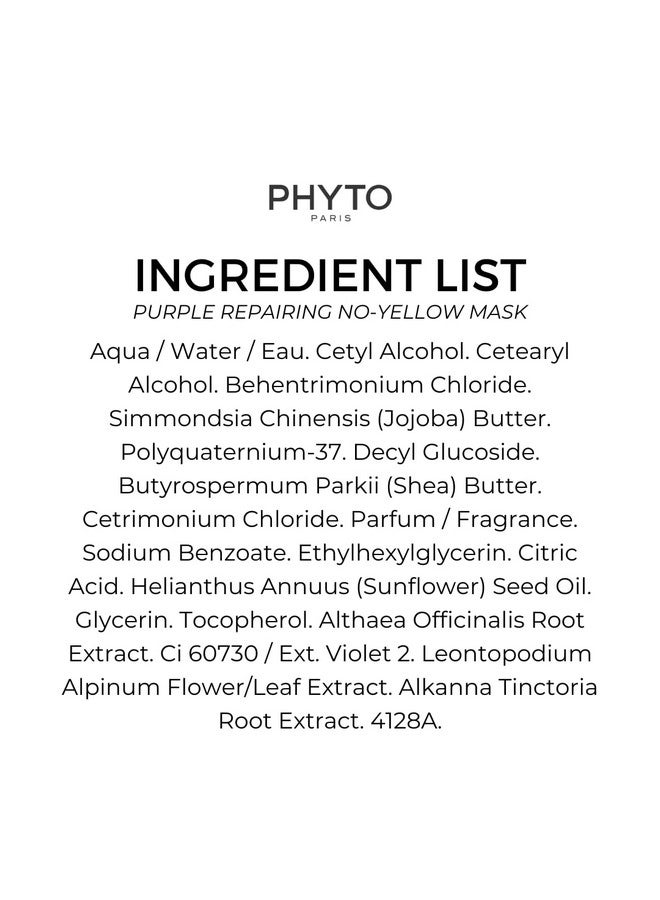 Phyto Purple Repairing Hair Mask For Blonde Highlighted Hair - Neutralizes Yellow Tones, Reduce Brassiness & Condition Dry, Damaged Hair|200Ml - Image 2