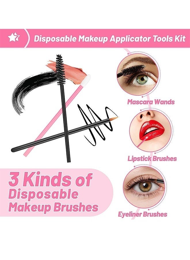 234 Pcs Disposable Makeup Tool Kit, featuring mascara brush lip brush eyeliner brush makeup mixing palette with spatula and dual-purpose triangular powder puff, Makeup Artist Supplies with Storage Box - Image 4