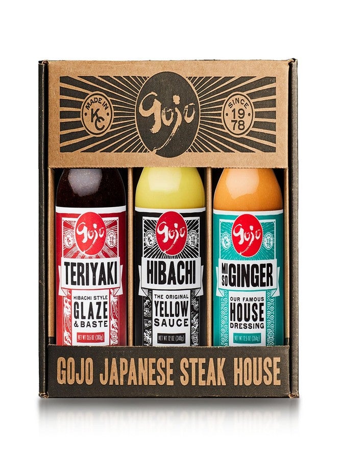 Gojo Japanese Sauce Variety Pack - 3 Pack I 1x Thick Teriyaki Glaze (12oz), 1x Vibrant Miso Ginger Dressing (12oz) & 1x Tangy Yellow Hibachi Sauce (12oz), Create Quick & Easy Asian Food Dishes at Home - Image 1