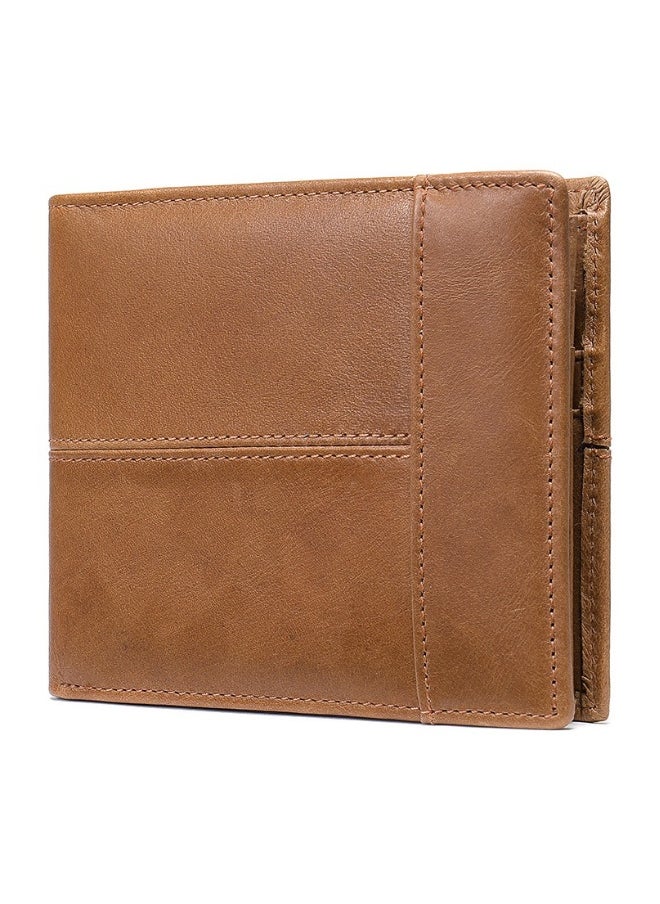 Beauenty - Men's Wallet Wallet Short top layer cowhide multi-slot men's wallet Coin wallet Brown - Image 1