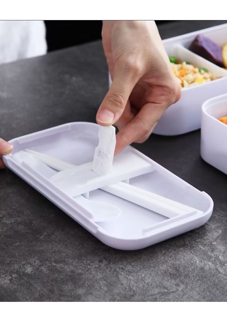 RATSAW Double Layer Lunch Box Portable Microwave Oven Bento Box Black With Utensil Set and Storage Bag - Image 4