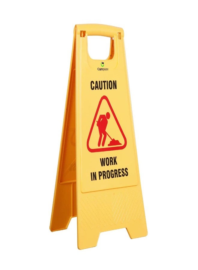 Carepure Work In Progress Caution Sign Board | ABS-Plastic | Standing Caution Sign Board Work In Progress - Yellow - Image 2