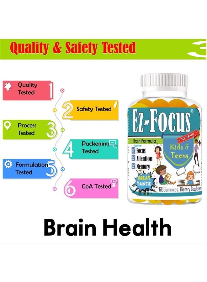 Ez Focus Gummies for Kids Brain Focus Chewable Focus Kids Vitamins 60Gummies - Image 5