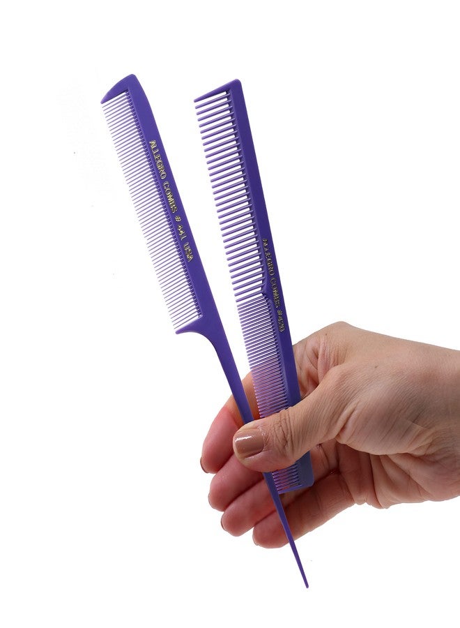Allegro Combs Rat Rail and Barber Combs Set - Rattail Styling, Parting Hair Comb for Stylists, Men, Women, Kids - Fresh Color 2 Pc. (Purple) - Image 5