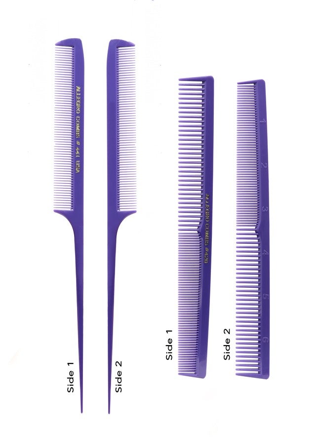 Allegro Combs Rat Rail and Barber Combs Set - Rattail Styling, Parting Hair Comb for Stylists, Men, Women, Kids - Fresh Color 2 Pc. (Purple) - Image 3