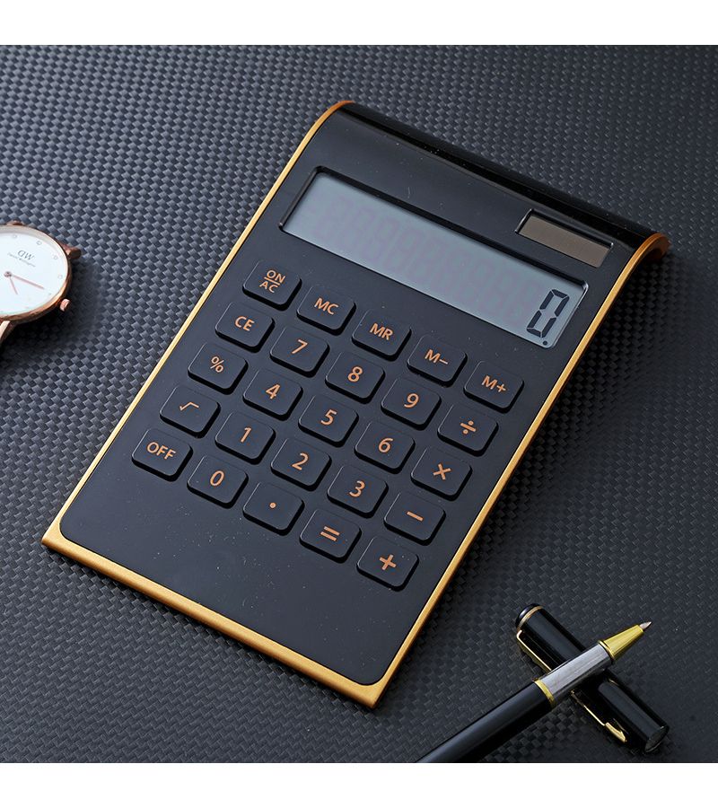 Ultra Thin Solar Powered Desktop Calculator With White Color Dual Power Source For Office Or School Supplies - Image 2