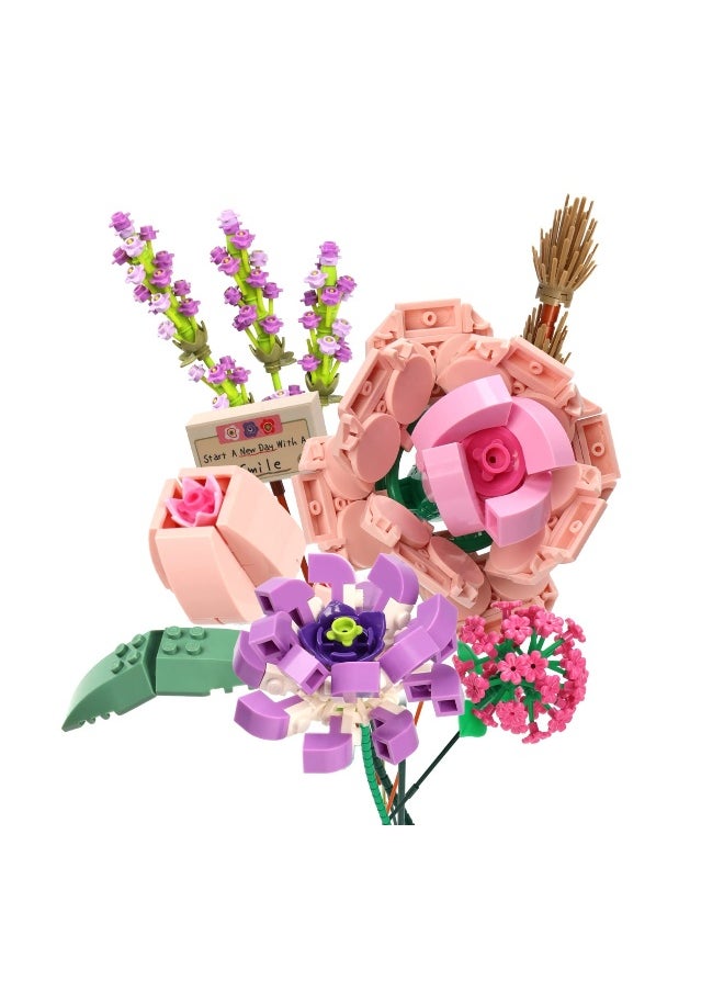 Flower Bouquet Building Blocks, KASTWAVE Building Block Flower Creativity Artificial Flowers Building Toy Set for 6+ Kids, Gift for Children, Friends, Families (without Vase) (Set 1)  - Image 1