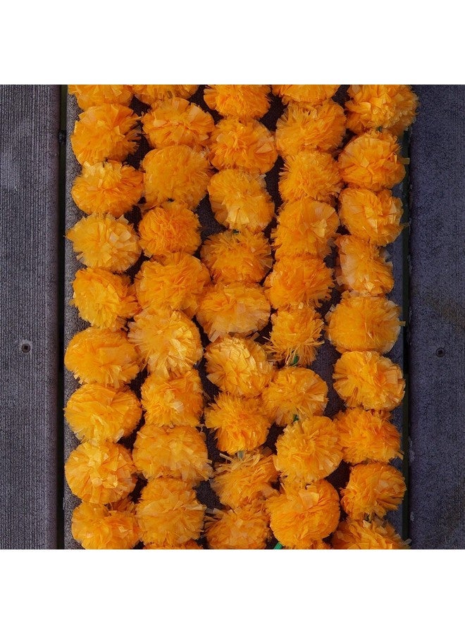 CRAFTSMAN SATVIK 12 PC (5feet/60 inch) Artificial Marigold Flowers Garland for Indian/American Indoor/Outdoor Party Decoration for Diwali, Christmas, Halloween, Wedding, Mantle, Spring Bush Faux Puja Orange - Image 5