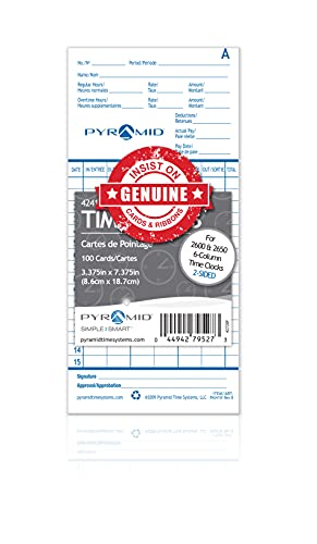 Pyramid Time Systems - Genuine and Authentic English and French Time Cards (42415F) for Pyramid Models 2500, 2500K1, 2600 and 2650 6-Column Time Clocks, 2 Sided Punch Cards - 100 Time Cards - Image 4