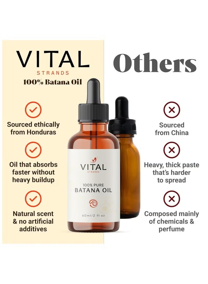 VITAL 100% Organic Batana Oil for Hair Growth - Strengthens Hair, Reduces Breakage, Enhances Shine - Raw and Pure, Non-Greasy - No Silicones, Sulfates, or Parabens - All Hair Types - 60ml - Image 2