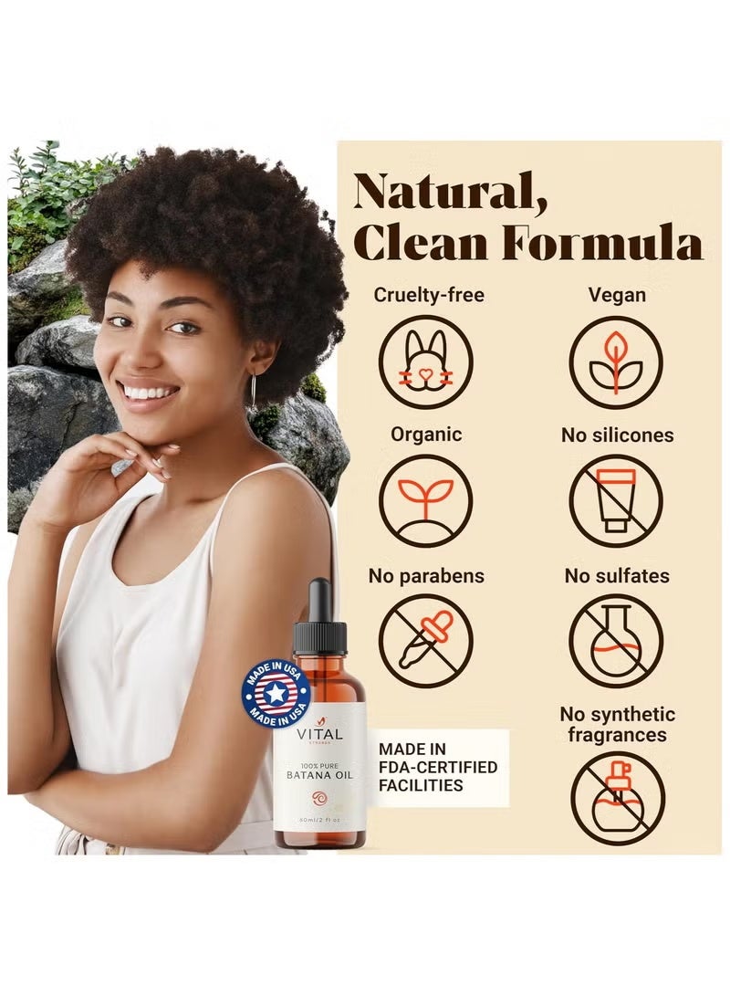 VITAL 100% Organic Batana Oil for Hair Growth - Strengthens Hair, Reduces Breakage, Enhances Shine - Raw and Pure, Non-Greasy - No Silicones, Sulfates, or Parabens - All Hair Types - 60ml - Image 3
