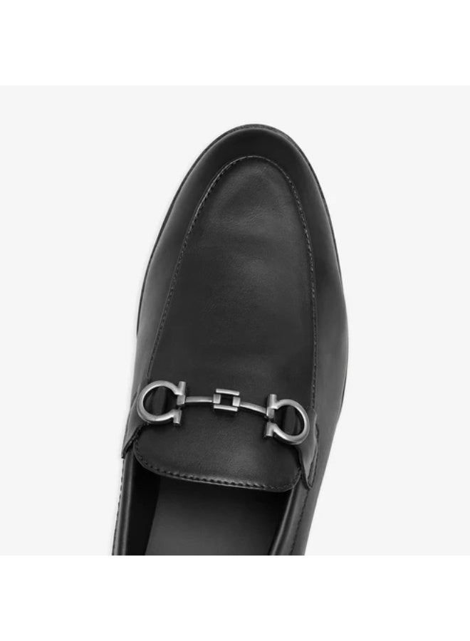 نديور حذاء لوفر رجالي أسود من الجلد من NDURE مع إبزيم معدني على شكل حصان، حذاء رسمي قابل للارتداء بدون رباط - Image 3