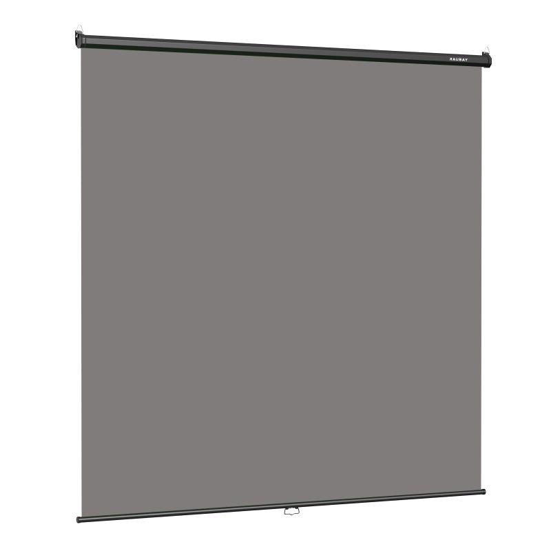 RAUBAY Retractable Pull Down Grey Screen Backdrop - 78.7" x 86.6" Collapsible Wall-Mount Background for Professional Video Production, Photography, TikTok and Video Conferencing - Image 1