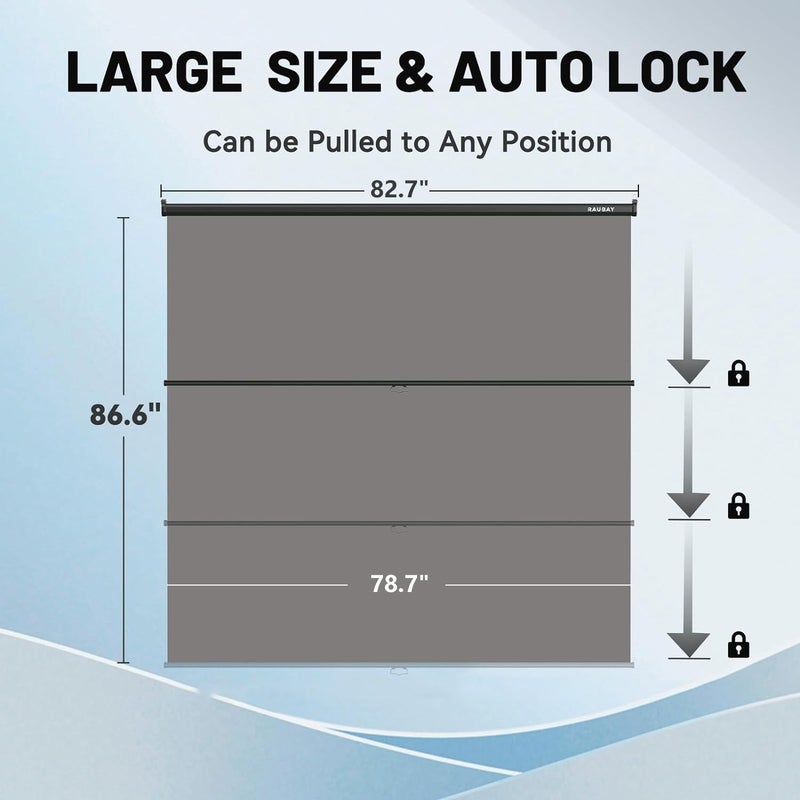 RAUBAY Retractable Pull Down Grey Screen Backdrop - 78.7" x 86.6" Collapsible Wall-Mount Background for Professional Video Production, Photography, TikTok and Video Conferencing - Image 2
