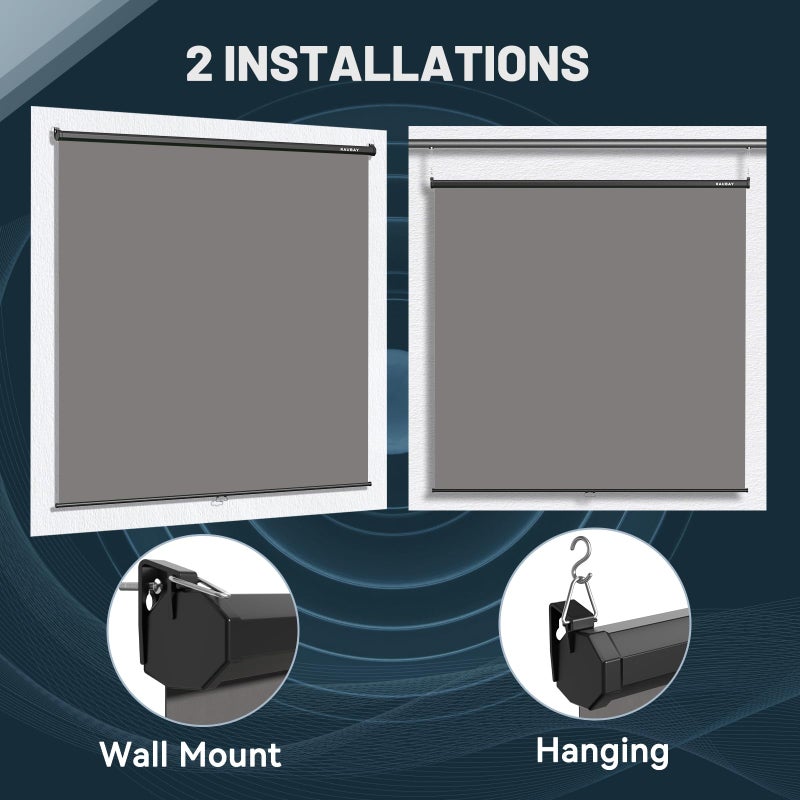 RAUBAY Retractable Pull Down Grey Screen Backdrop - 78.7" x 86.6" Collapsible Wall-Mount Background for Professional Video Production, Photography, TikTok and Video Conferencing - Image 5