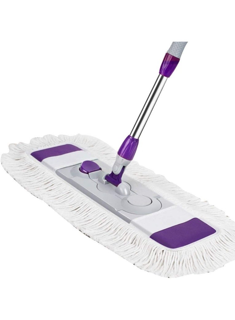 ممسحة مسطحة للأرضيات والبلاط – رأس عريض 45 سم ، دوران 360°، عصا من الفولاذ المقاوم للصدأ قابلة للتعديل، تخزين رأسي موفر للمساحة - Image 1