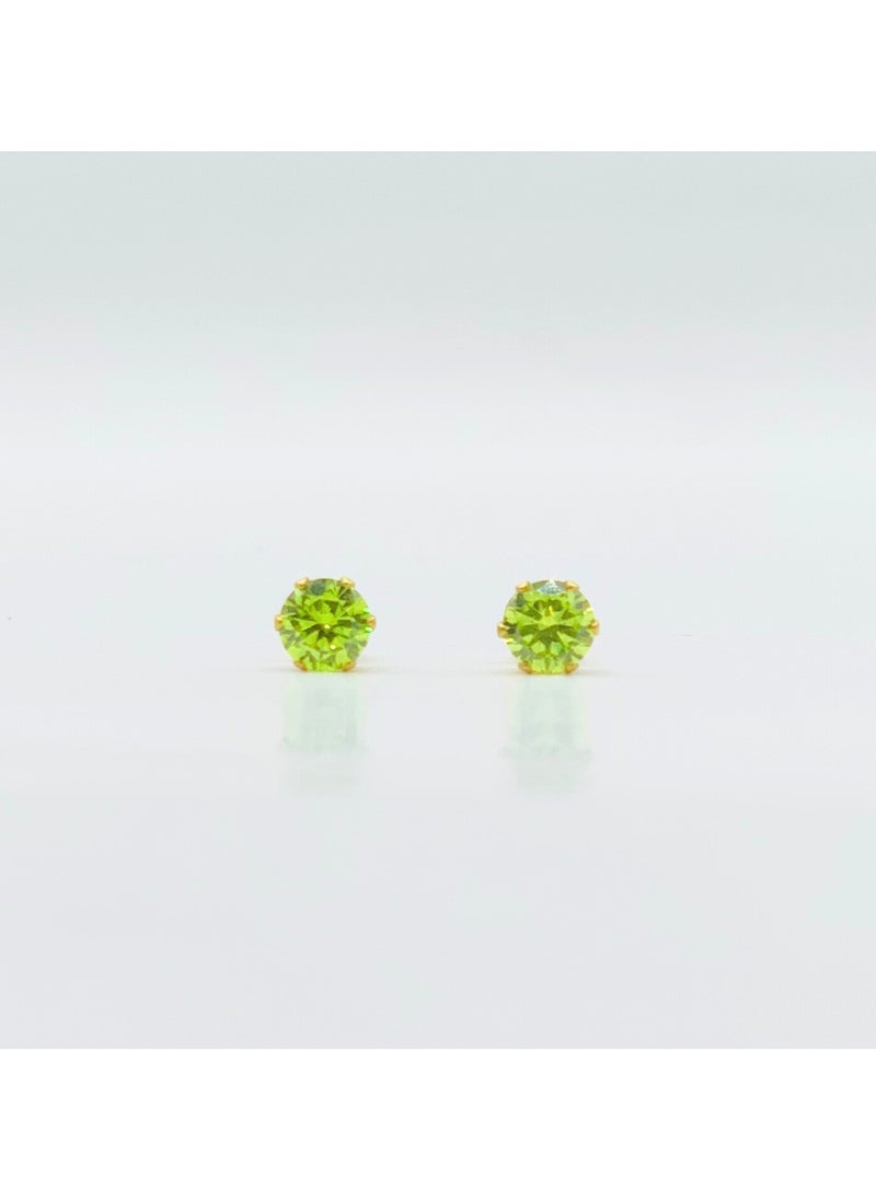 Earss Peridot Birth Stone Aug Gold Stud | Stainless Steel | 18K Gold Plated  - Image 1