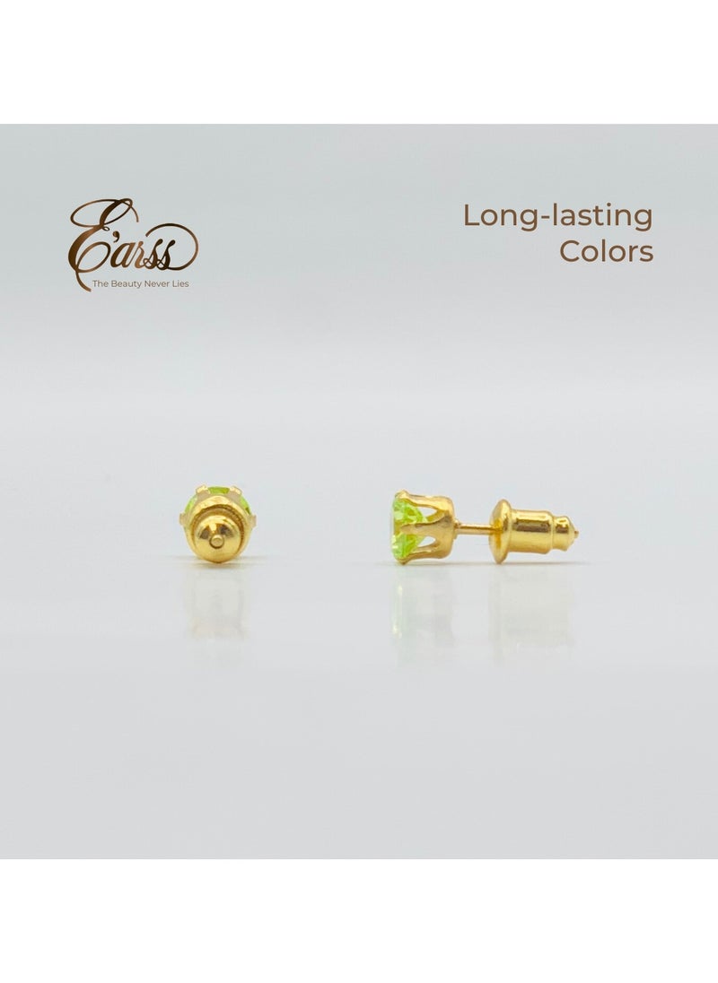 Earss Peridot Birth Stone Aug Gold Stud | Stainless Steel | 18K Gold Plated  - Image 4