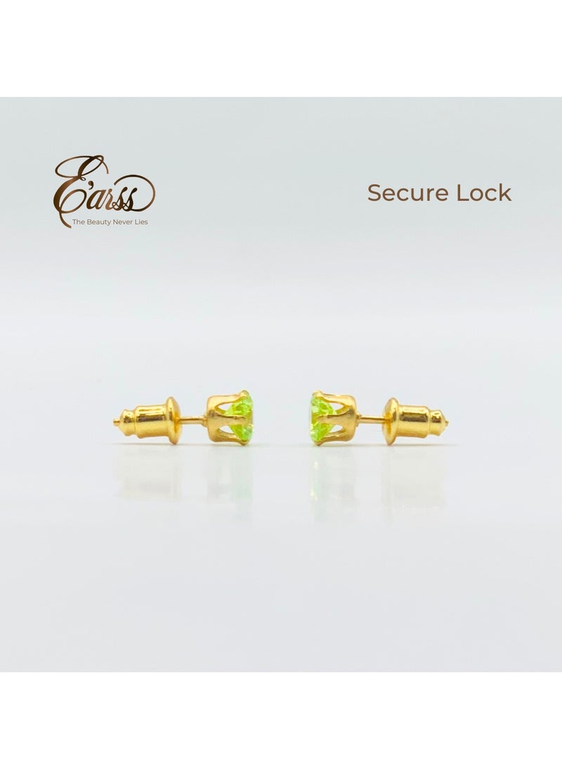 Earss Peridot Birth Stone Aug Gold Stud | Stainless Steel | 18K Gold Plated  - Image 5