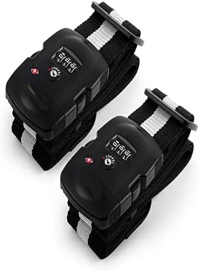 KANAbee TSA Locks Strap Number Lock for Luggage Belt Adjustable Luggage Strap Locks/Combination Password Luggage Locks for Travel (Black) (Pack of 2) - Image 1
