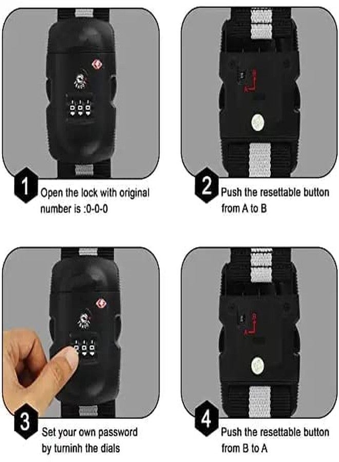 KANAbee TSA Locks Strap Number Lock for Luggage Belt Adjustable Luggage Strap Locks/Combination Password Luggage Locks for Travel (Black) (Pack of 2) - Image 5
