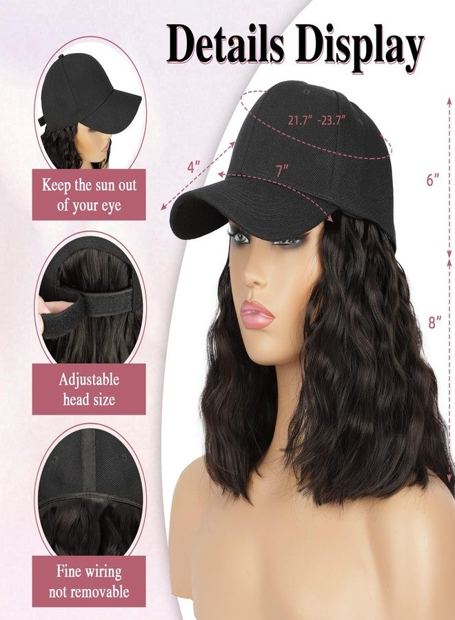 HANYUDIE Hat Wig for Women Wig Cap with Curly Hair Extensions Hat with Hair Wave Adjustable Baseball Hat Wigs - Image 3