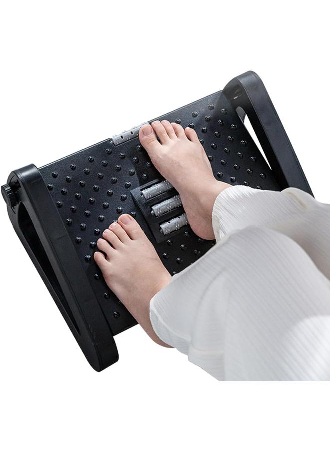 Foot Massager - Shiatsu Acupressure  Foot Rest Under Desk, Ergonomic 6 Heights Adjustable Office Foot Rest for Under Desk, Foot Rest Under Desk with Massage Surface at Work, Under Desk Footrest for Pressure Relief, Black - Image 1