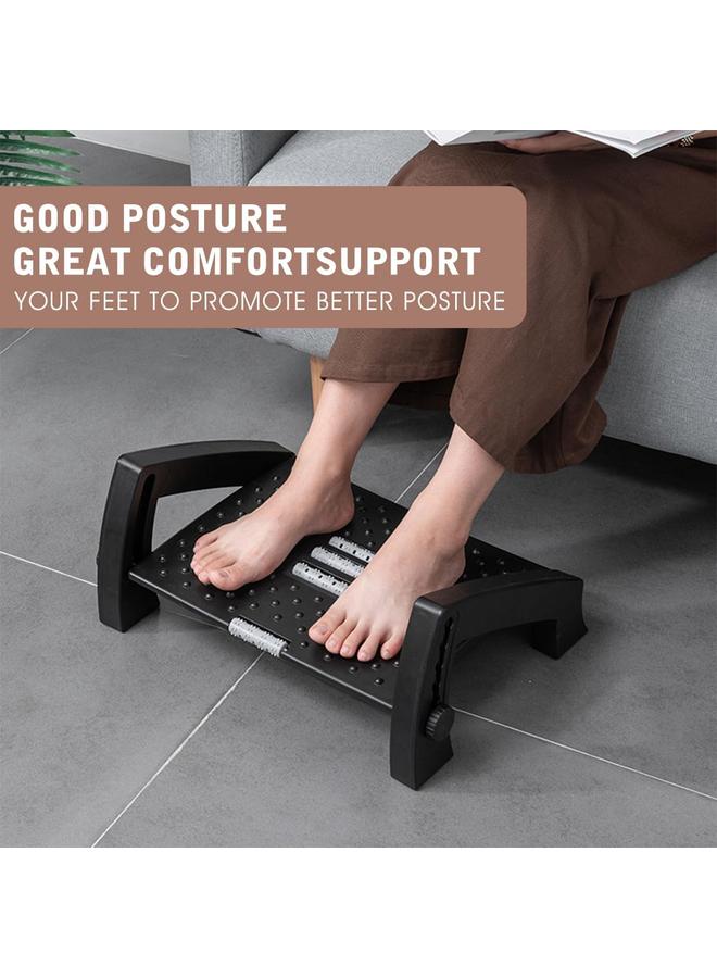 Foot Massager - Shiatsu Acupressure  Foot Rest Under Desk, Ergonomic 6 Heights Adjustable Office Foot Rest for Under Desk, Foot Rest Under Desk with Massage Surface at Work, Under Desk Footrest for Pressure Relief, Black - Image 5