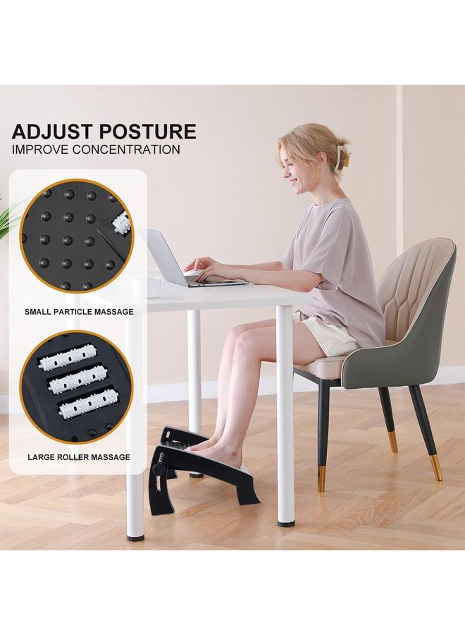 Foot Massager - Shiatsu Acupressure  Foot Rest Under Desk, Ergonomic 6 Heights Adjustable Office Foot Rest for Under Desk, Foot Rest Under Desk with Massage Surface at Work, Under Desk Footrest for Pressure Relief, Black - Image 3